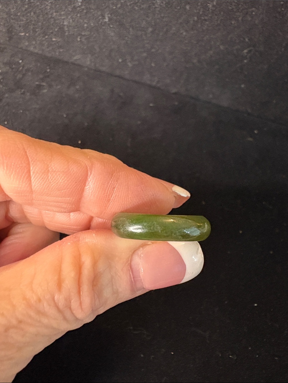 Green Stone Ring - Smooth Polished Band